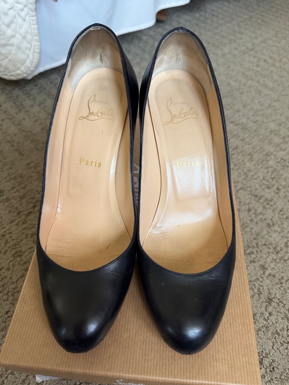 Christian Louboutin Black Leather Round-Toe Pump